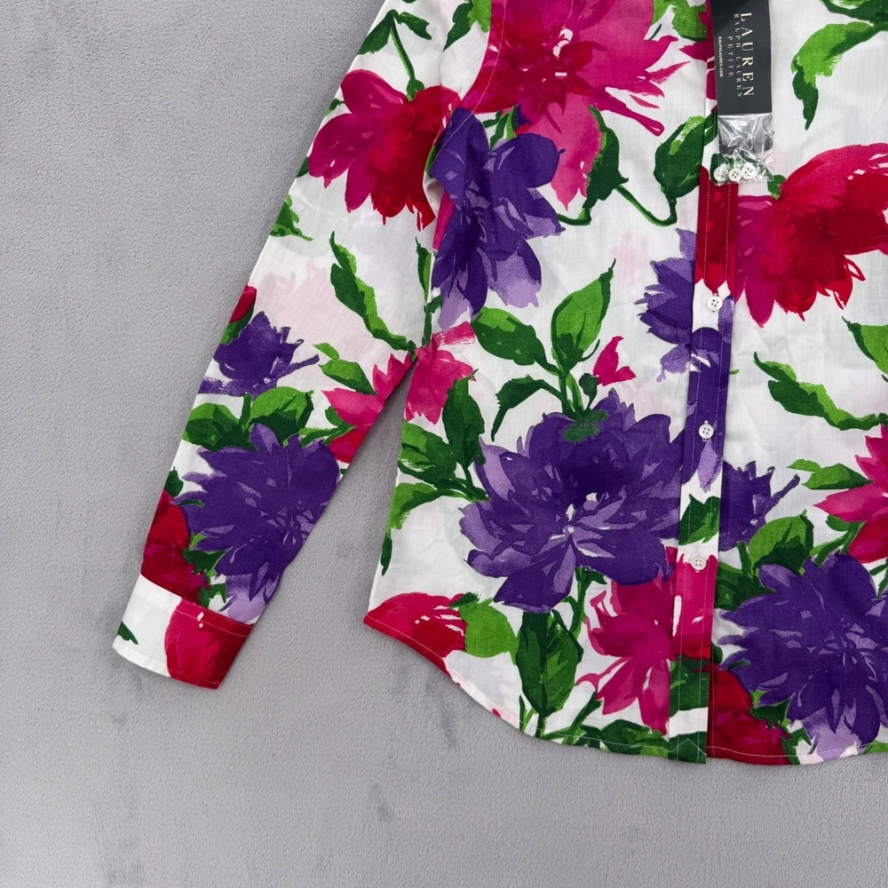Lauren Ralph Lauren Petite Floral Cotton Button Down Shirt Womens Petite XS - Picture 4 of 12